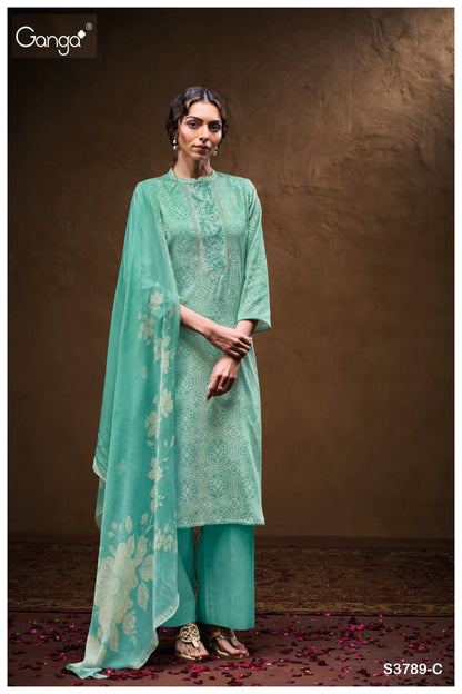 Yashika 3789 Ganga Premium Cotton Plazzo Style Suits Manufacturer India