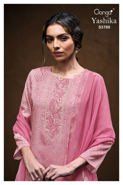 Yashika 3789 Ganga Premium Cotton Plazzo Style Suits Manufacturer India