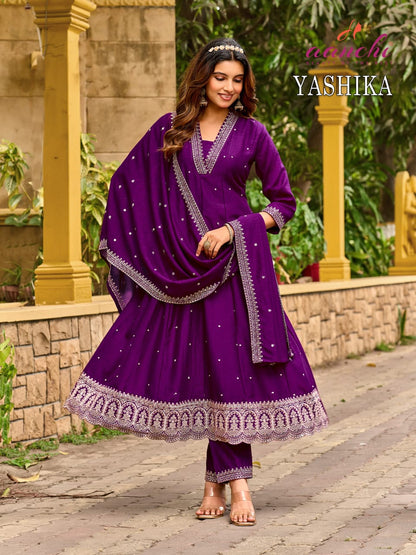 Yashika Aanchi Vichitra Silk Readymade Anarkali Suits Wholesale Price