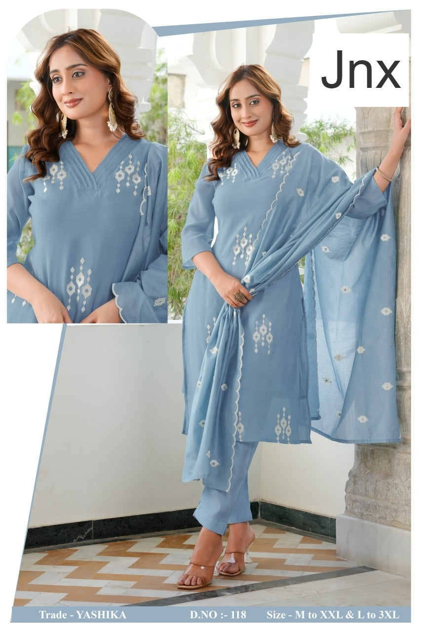 Yashika Jnx Mal Cotton Readymade Pant Style Suits Exporter