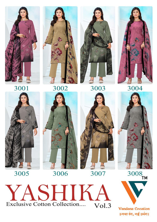Yashika Vol 3 Vandana Creation Mix Cotton Karachi Salwar Suits Wholesaler Ahmedabad
