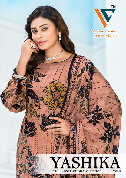 Yashika Vol 4 Vandana Creation Mix Cotton Karachi Salwar Suits Wholesaler
