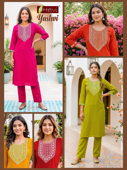 Yashvi Hetvi Cotton Kurti Pant Set Supplier Gujarat