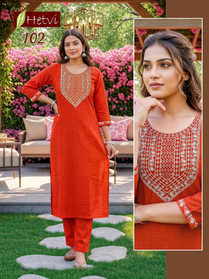 Yashvi Hetvi Cotton Kurti Pant Set Supplier Gujarat