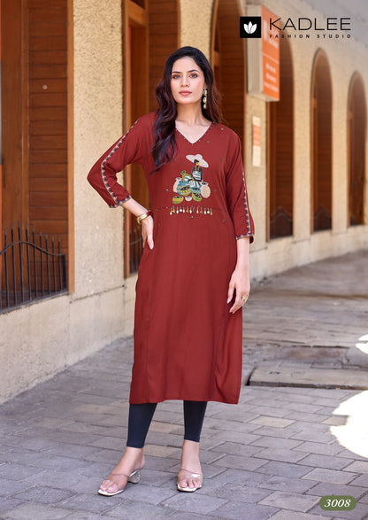 Yashvi Vol 2 Kadlee Rayon Long Straight Kurti Manufacturer