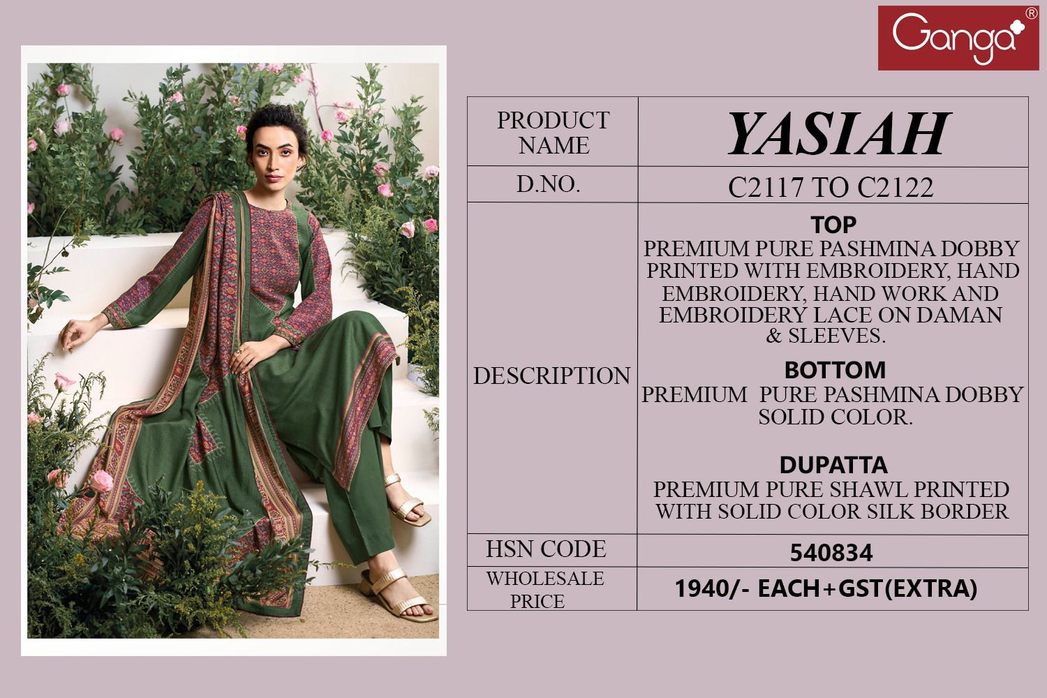 Yasiah Ganga Premium Pashmina Suits Wholesaler Ahmedabad