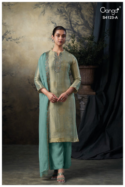 Yasira 4123 Ganga Bemberg Silk Pant Style Suits Supplier Ahmedabad
