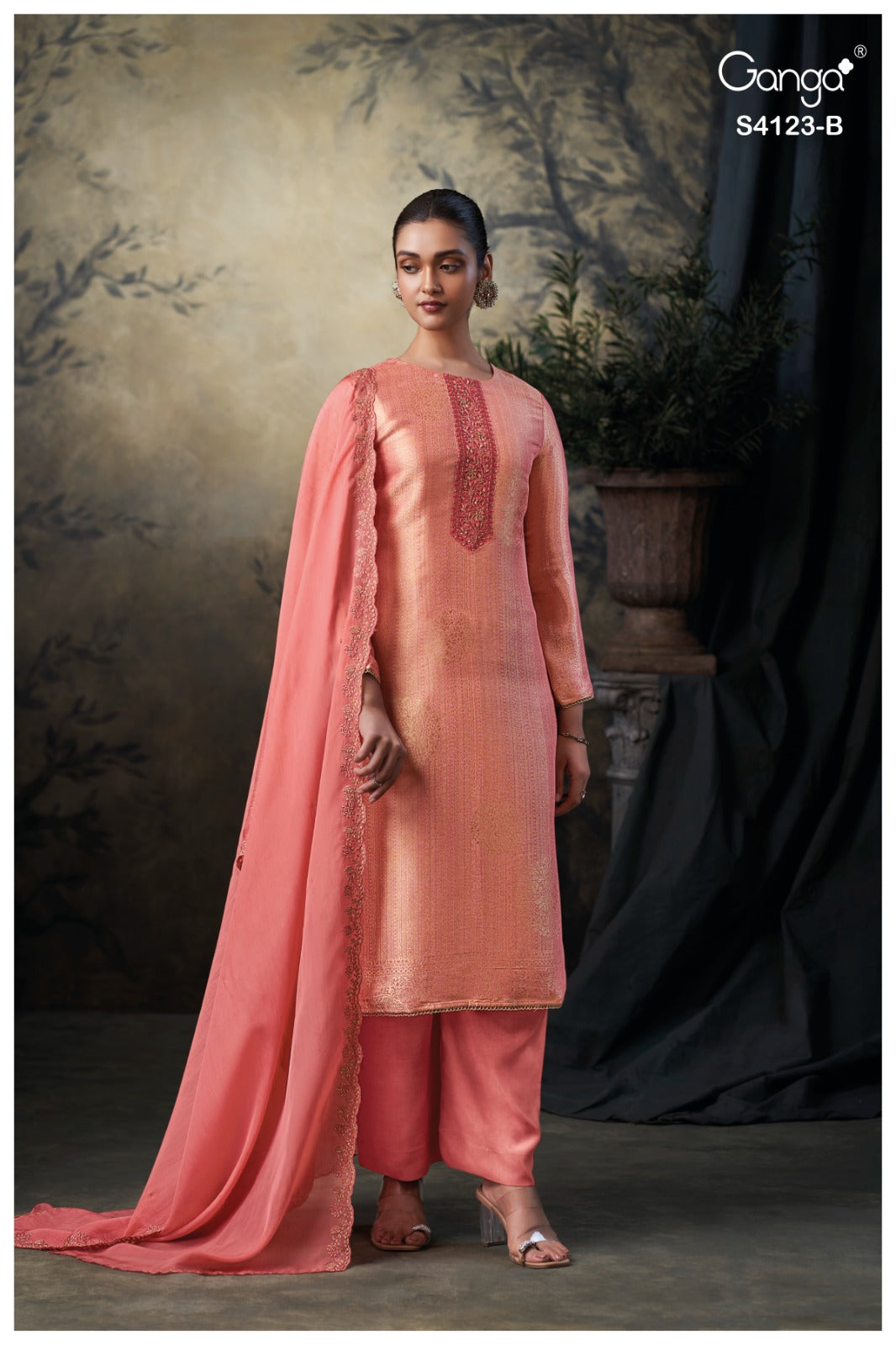 Yasira 4123 Ganga Bemberg Silk Pant Style Suits Supplier Ahmedabad