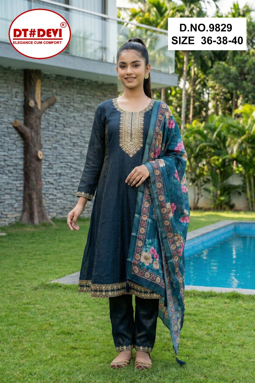 Yasmita 1 Dn 9829 Dt Devi Roman Shimmer Girls Readymade Pant Suits Supplier