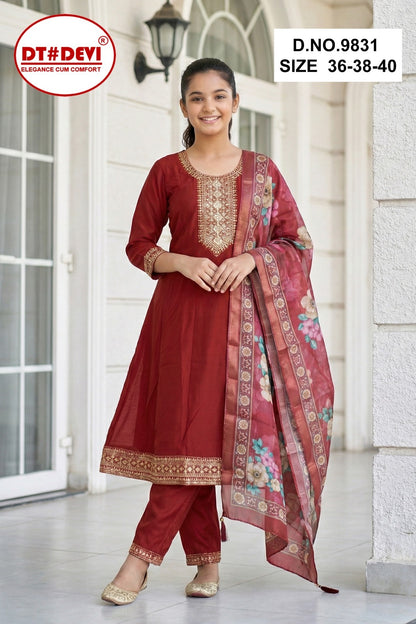 Yasmita 2 Dn 9831 Dt Devi Roman Shimmer Girls Readymade Pant Suits Exporter India