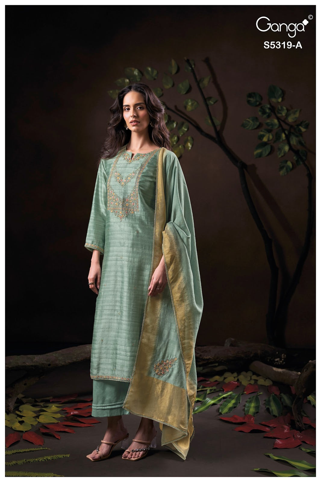Yastika S5319 Ganga Bemberg Plazzo Style Suits Exporter Ahmedabad