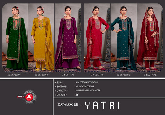 Yatri Triple Aaa Jam Cotton Pant Style Suits Supplier