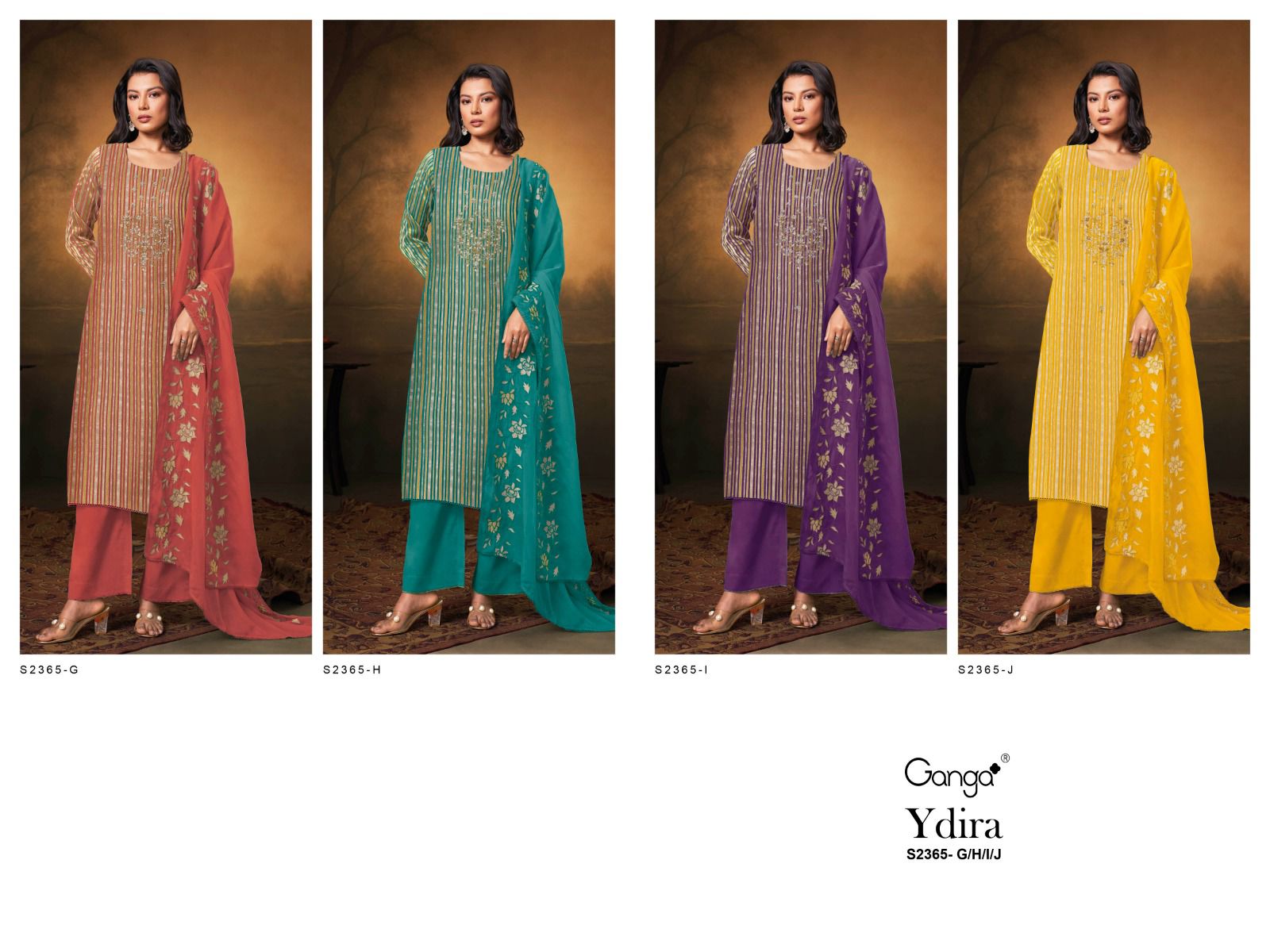 Ydira 2365 Ganga Organza Plazzo Style Suits Supplier India