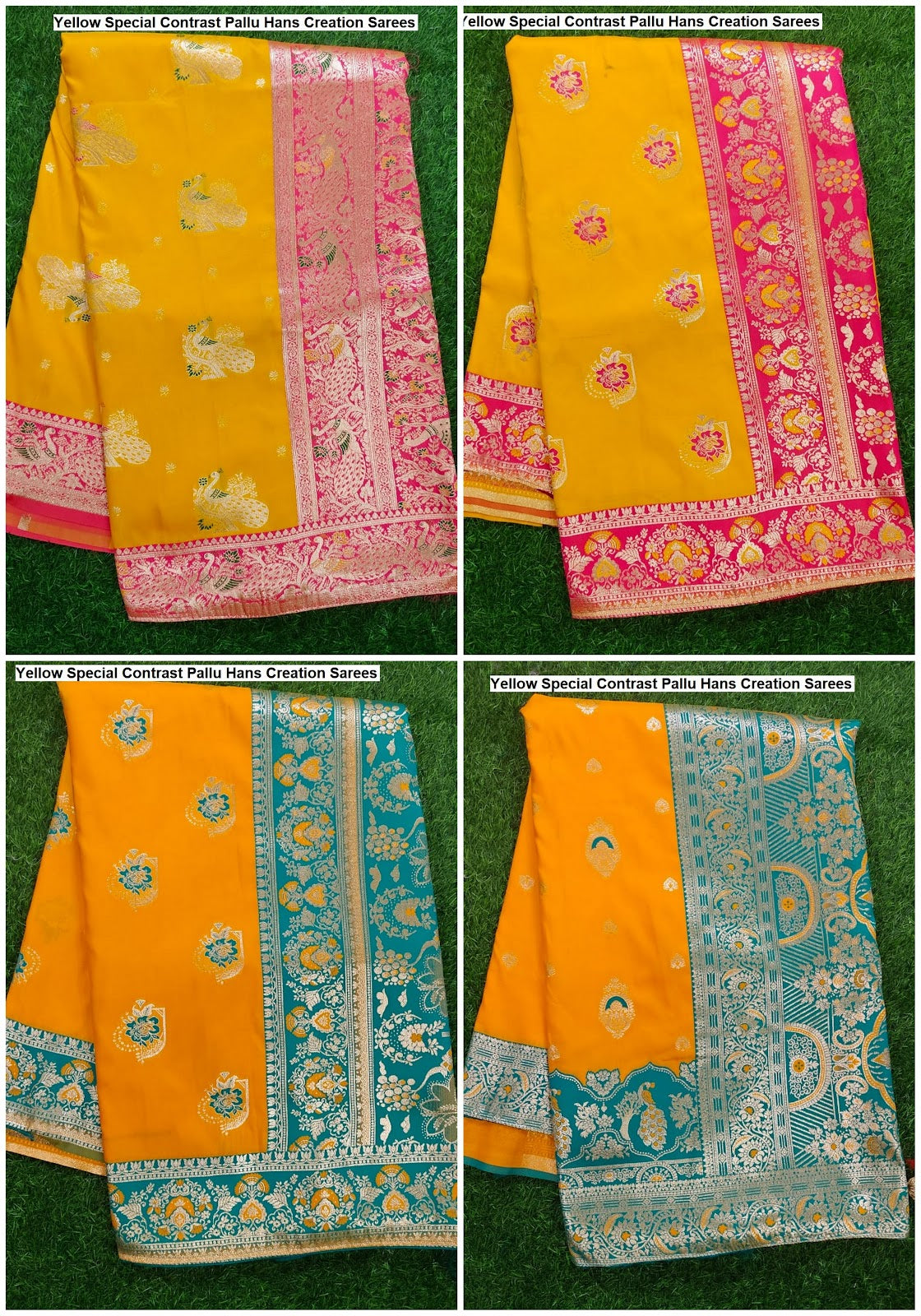 Yellow Special Contrast Pallu Hans Creation Sarees Wholesaler Gujarat