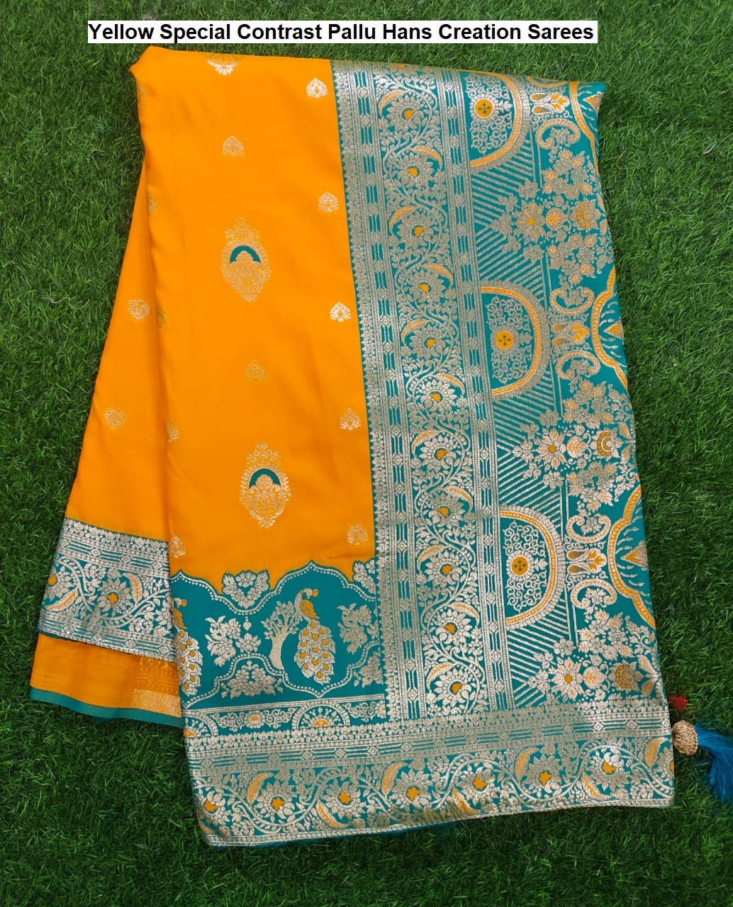 Yellow Special Contrast Pallu Hans Creation Sarees Wholesaler Gujarat
