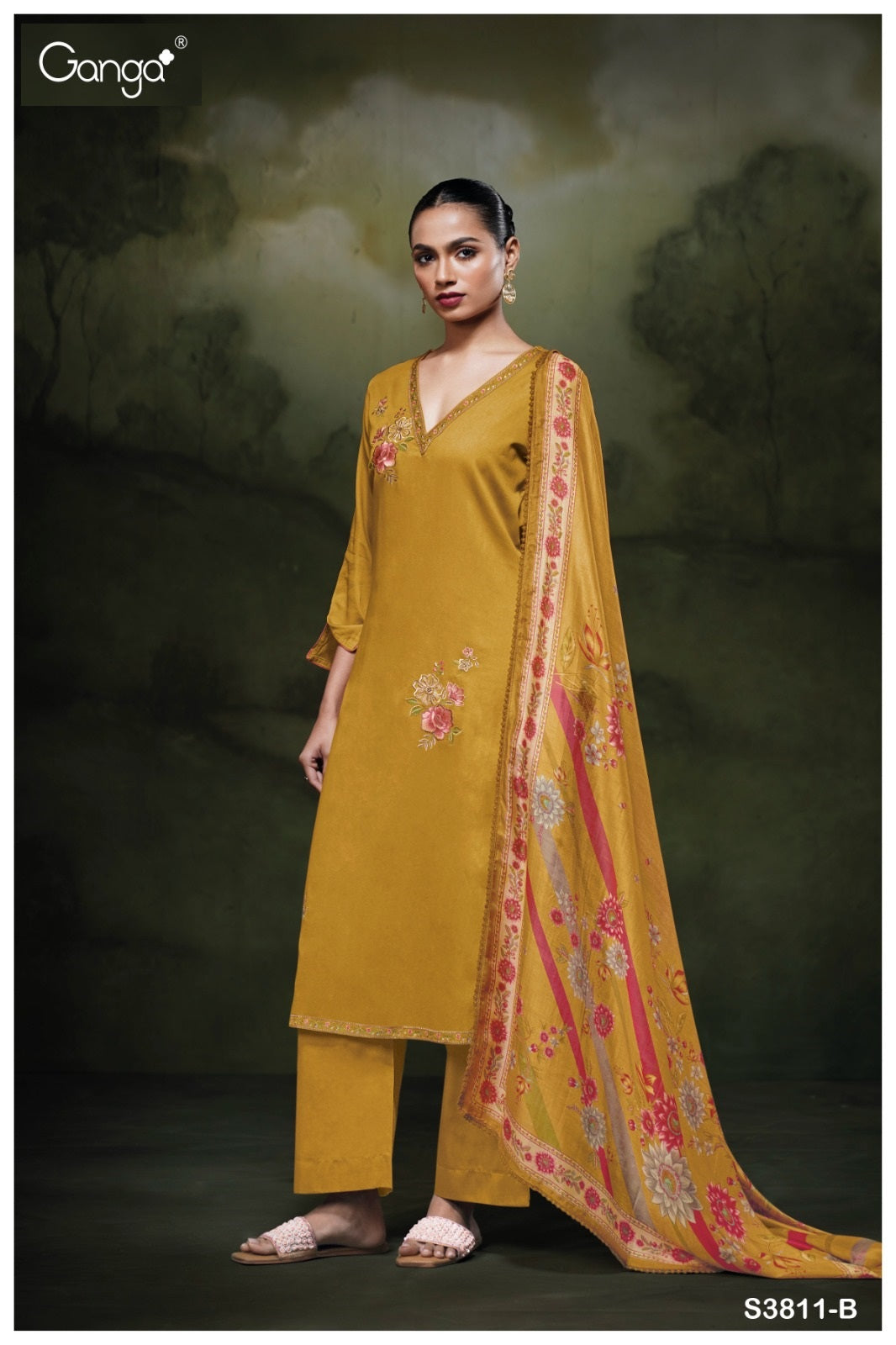 Yennoha 3811 Ganga Cotton Satin Plazzo Style Suits Wholesale Price
