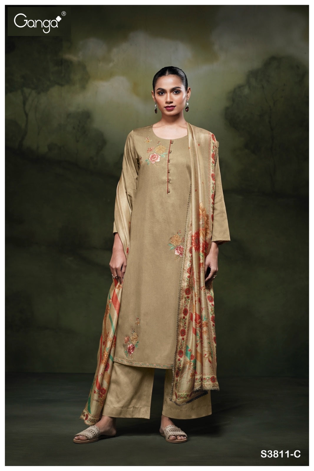 Yennoha 3811 Ganga Cotton Satin Plazzo Style Suits Wholesale Price