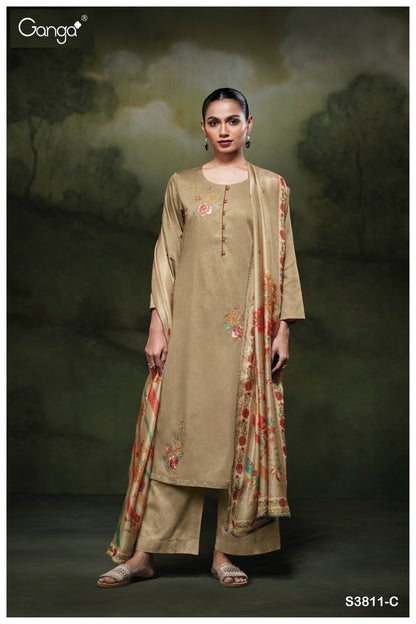 Yennoha 3811 Ganga Cotton Satin Plazzo Style Suits Wholesale Price