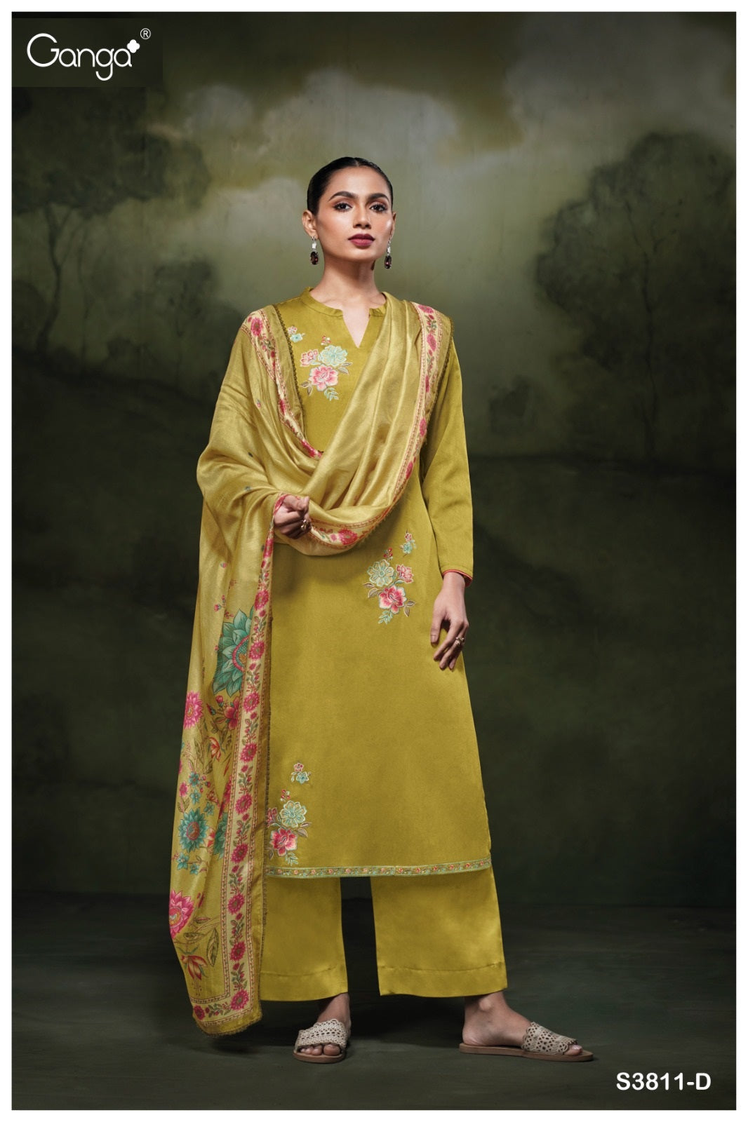 Yennoha 3811 Ganga Cotton Satin Plazzo Style Suits Wholesale Price