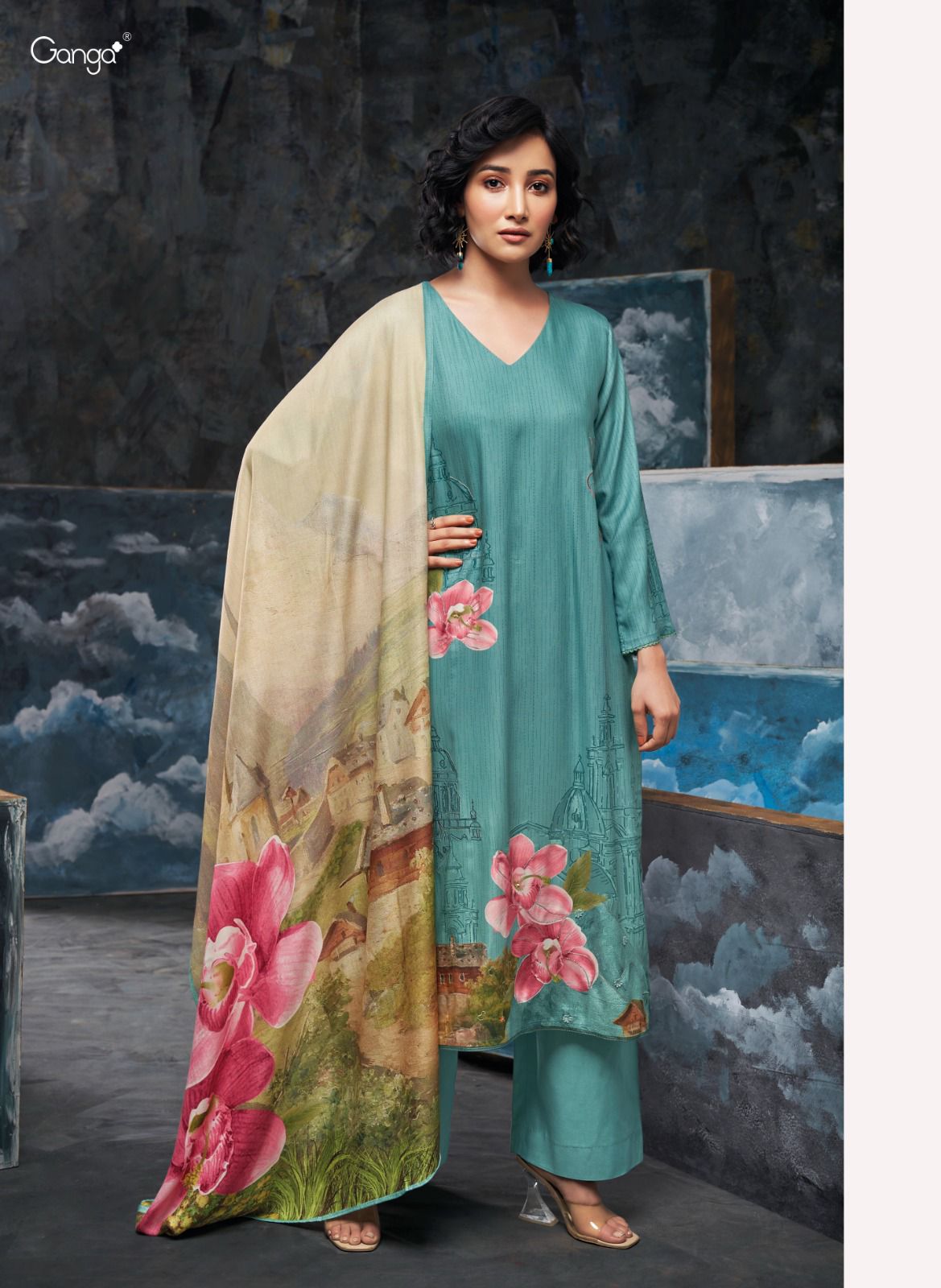 Yesenia Ganga Bemberg Silk Plazzo Style Suits