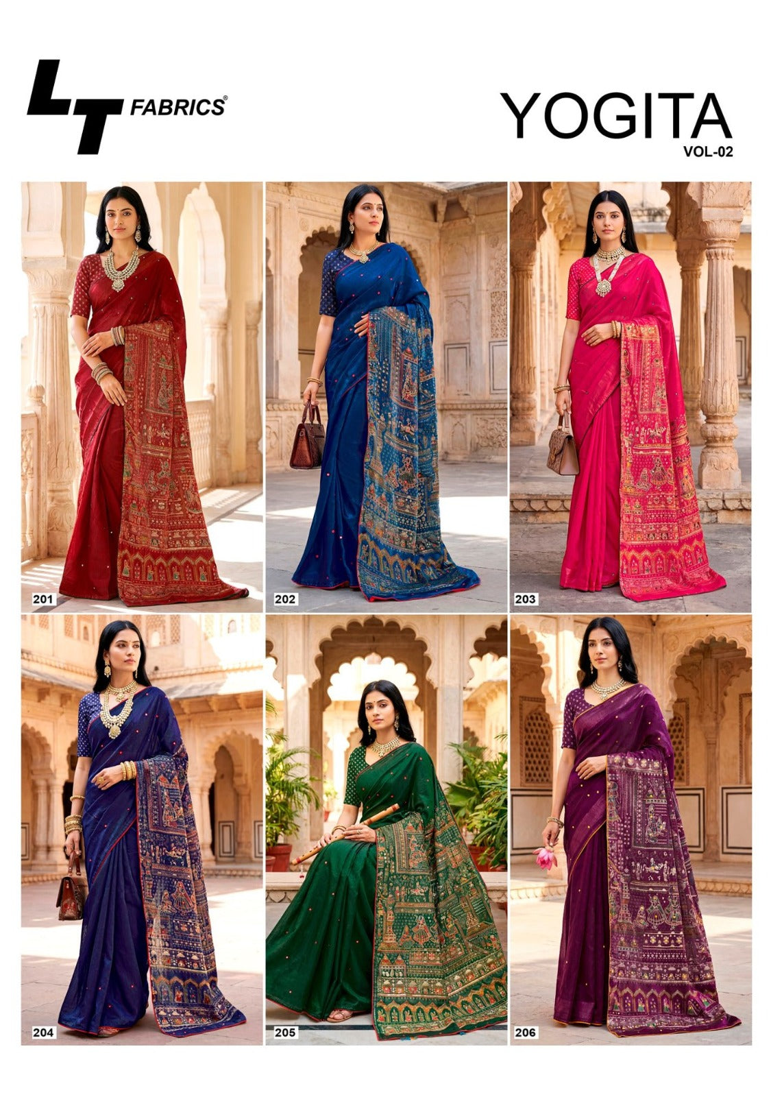Yogita Vol 2 Lt Fabrics Satin Sarees Wholesaler Ahmedabad