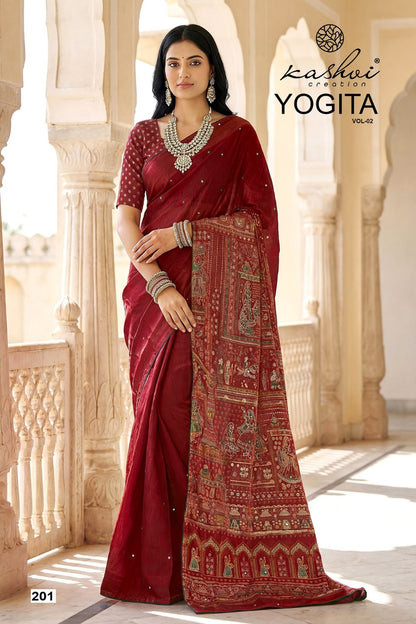 Yogita Vol 2 Lt Fabrics Satin Sarees Wholesaler Ahmedabad