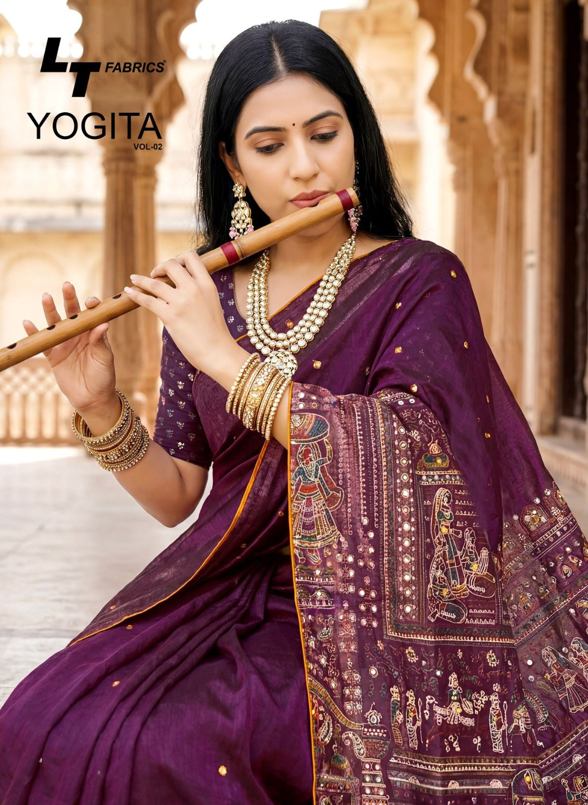 Yogita Vol 2 Lt Fabrics Satin Sarees Wholesaler Ahmedabad