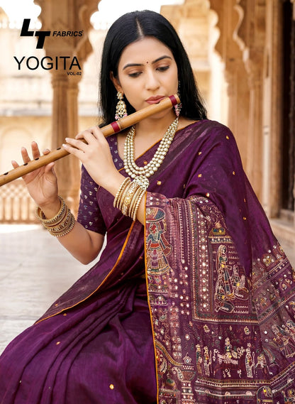 Yogita Vol 2 Lt Fabrics Satin Sarees Wholesaler Ahmedabad