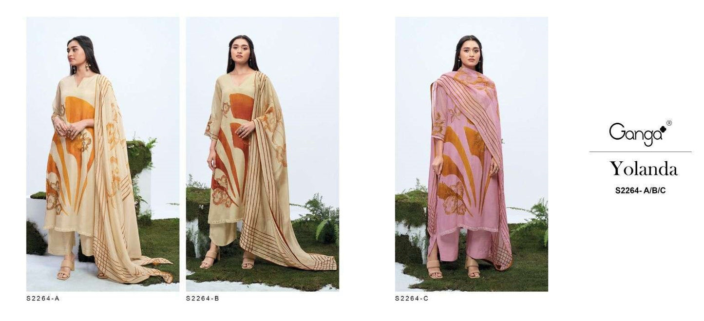 Yolanda 2264 Ganga Premium Bemberg Plazzo Style Suits Exporter Gujarat
