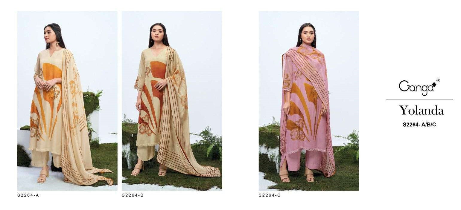 Yolanda 2264 Ganga Premium Bemberg Plazzo Style Suits Exporter Gujarat