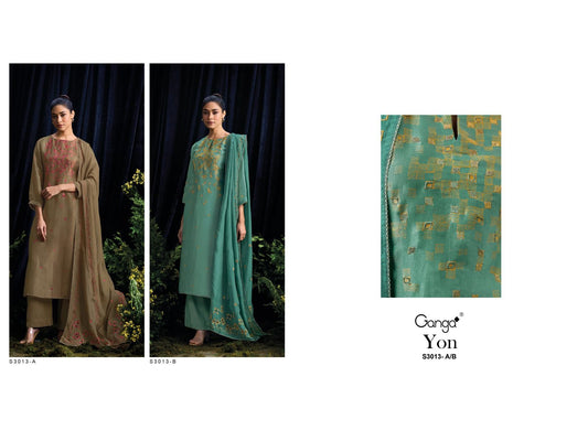Yon S3013 Ganga Bemberg Plazzo Style Suits Exporter Ahmedabad