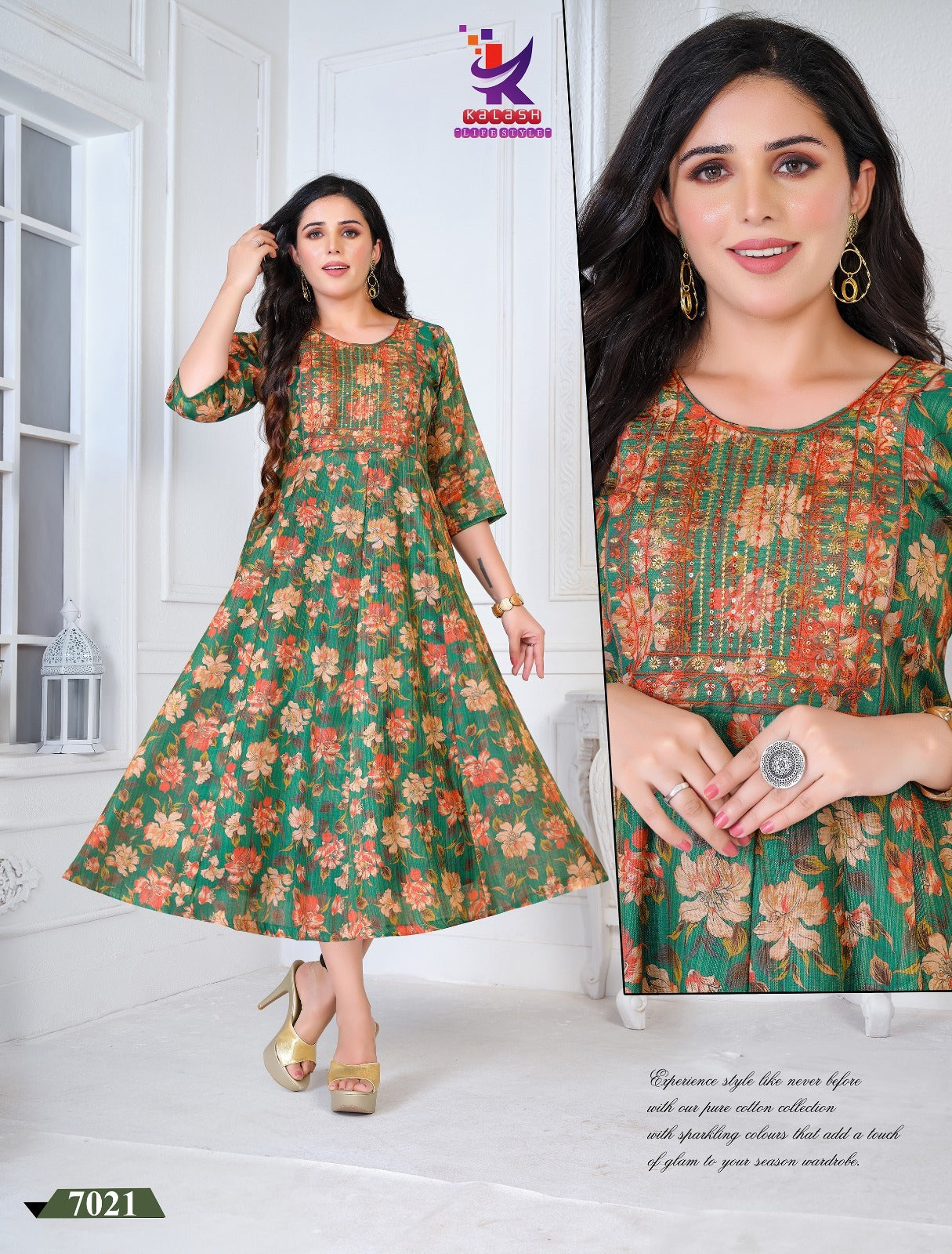 Yonique Fashion-2 Mlm Kalash Lifestyle Simmer Tissue Anarkali Kurtis Supplier Ahmedabad