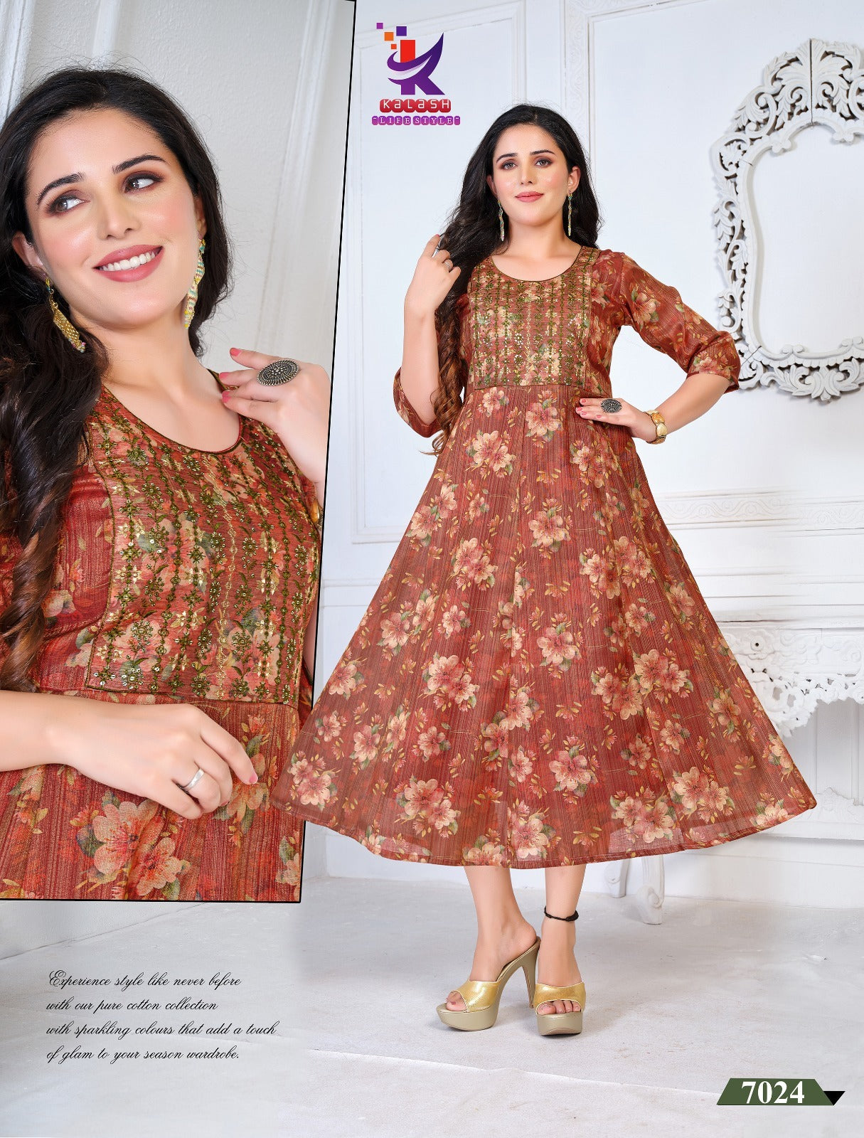 Yonique Fashion-2 Mlm Kalash Lifestyle Simmer Tissue Anarkali Kurtis Supplier Ahmedabad