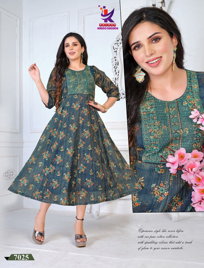 Yonique Fashion-2 Mlm Kalash Lifestyle Simmer Tissue Anarkali Kurtis Supplier Ahmedabad