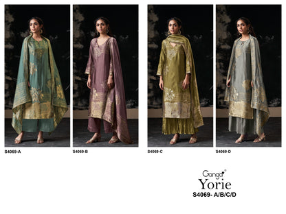 Yorie 4069 Ganga Premium Viscose Plazzo Style Suits Manufacturer Ahmedabad