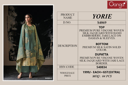 Yorie 4069 Ganga Premium Viscose Plazzo Style Suits Manufacturer Ahmedabad