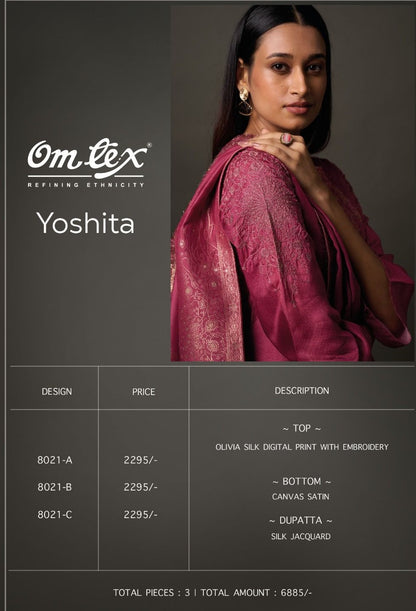 Yoshita Omtex Silk Plazzo Style Suits Exporter Gujarat