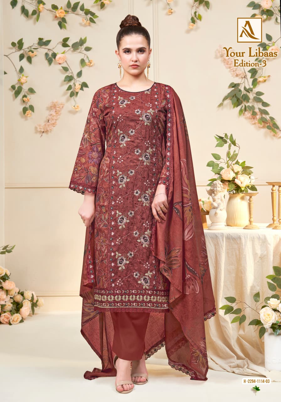 Your Libaas Edition 3 Alok Cambric Cotton Karachi Salwar Suits Exporter India