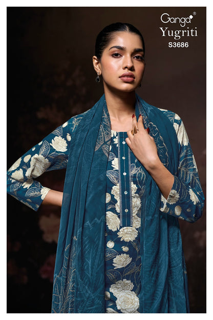 Yugriti 3686 Ganga Premium Cotton Pant Style Suits Manufacturer Ahmedabad