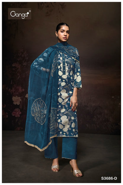 Yugriti 3686 Ganga Premium Cotton Pant Style Suits Manufacturer Ahmedabad