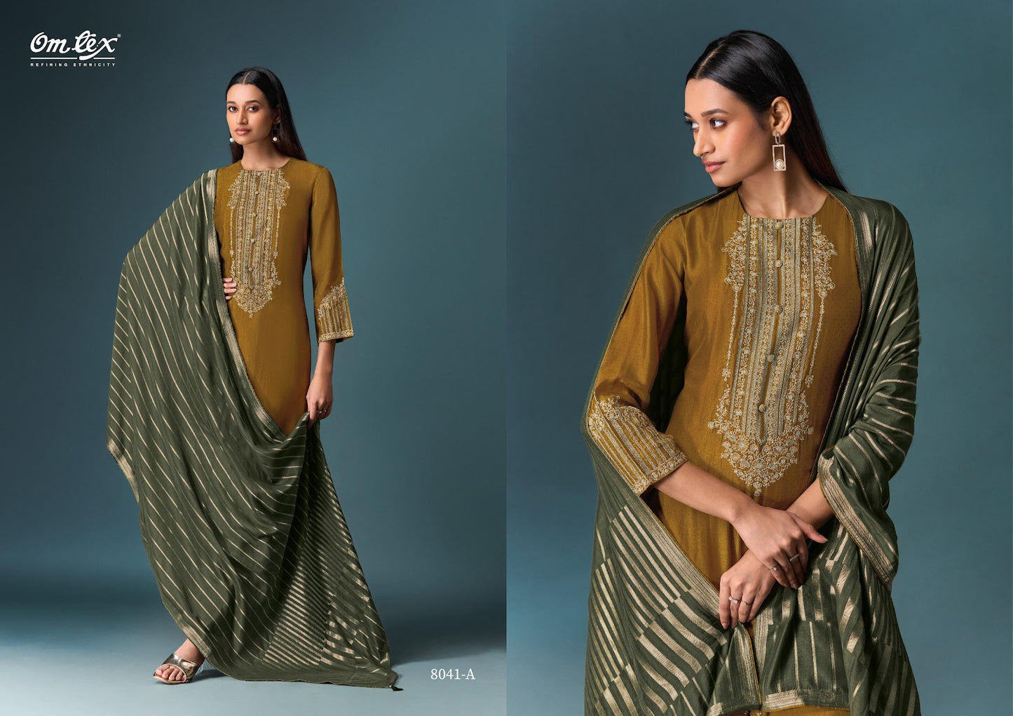 Yugvika Omtex Silk Pant Style Suits Wholesaler Ahmedabad