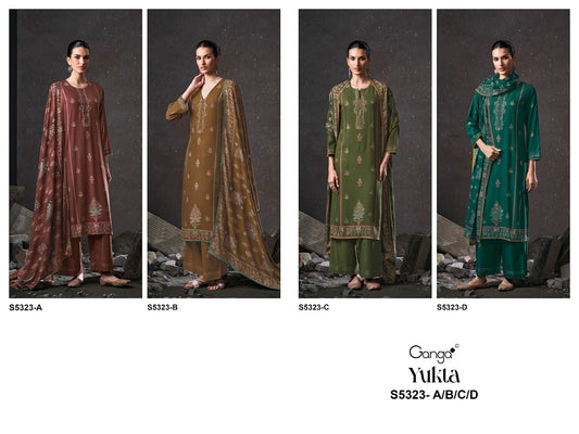 Yukta S5323 Ganga Wool Pashmina Suits Exporter Ahmedabad