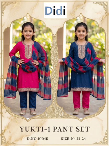 Yukti 1 Dn 10045 Didi Rayon 22Kg Girls Readymade Pant Suits Wholesale Price