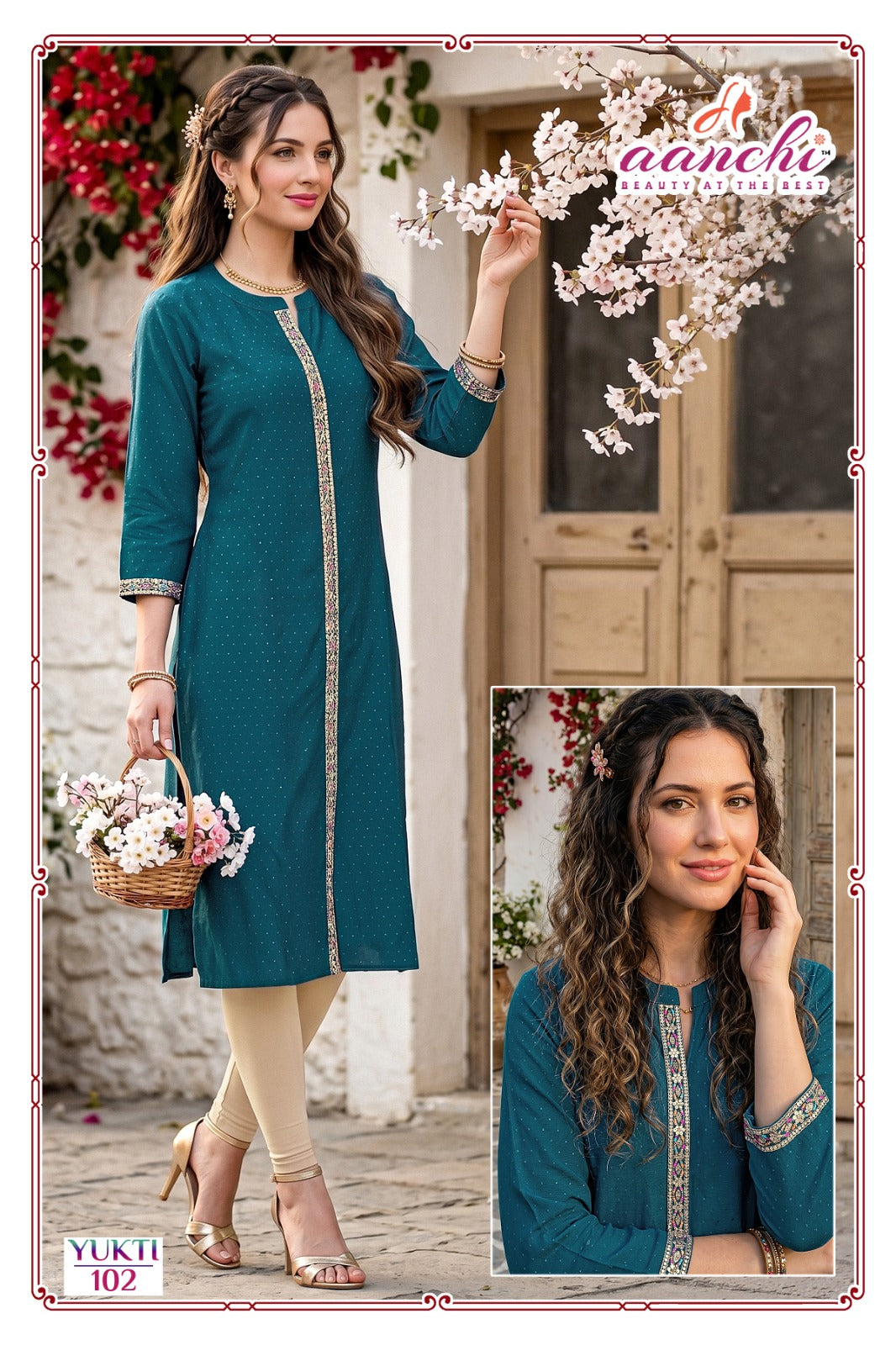 Yukti Aanchi Rangila Silk Straight Cut Kurtis Manufacturer Ahmedabad