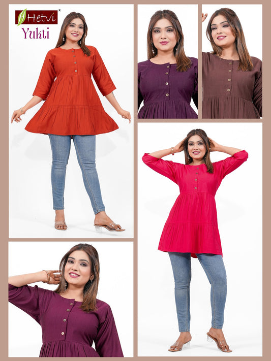 Yukti Hetvi Reyon Fancy Tops Wholesale