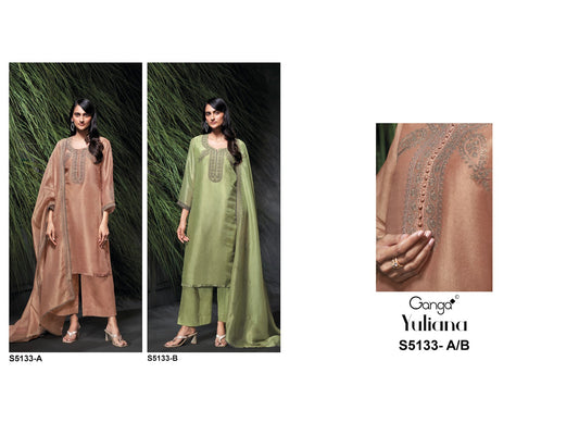 Yuliana S5133 Ganga Bemberg Silk Plazzo Style Suits Supplier India