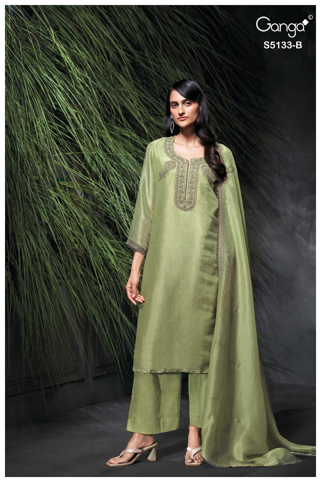 Yuliana S5133 Ganga Bemberg Silk Plazzo Style Suits Supplier India