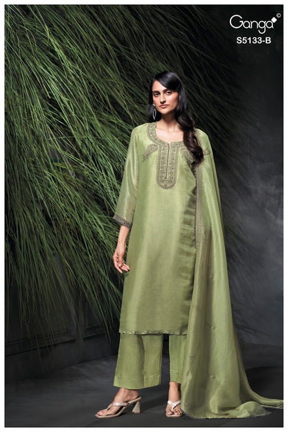 Yuliana S5133 Ganga Bemberg Silk Plazzo Style Suits Supplier India