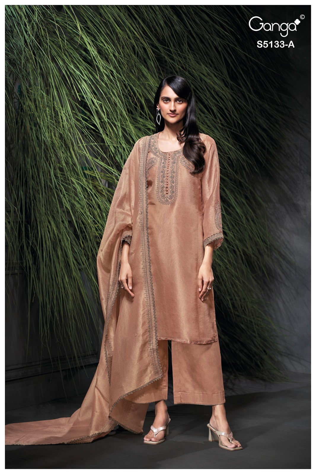 Yuliana S5133 Ganga Bemberg Silk Plazzo Style Suits Supplier India