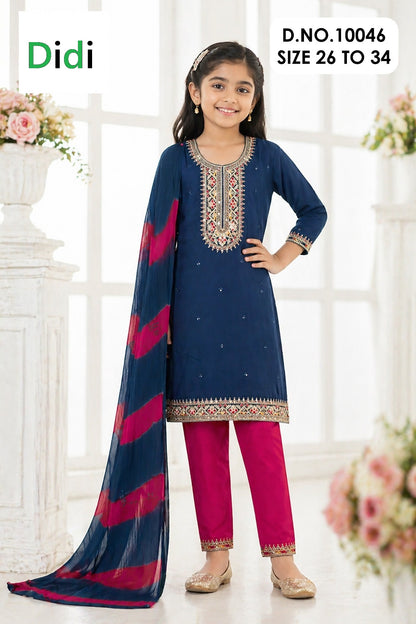 Yutika 1 Dn 10046 Didi Rayon 22Kg Girls Readymade Pant Suits Supplier India